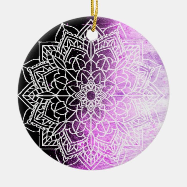 Décoration En Céramique Purple Mandala Abstrait Beau Noël (Devant)
