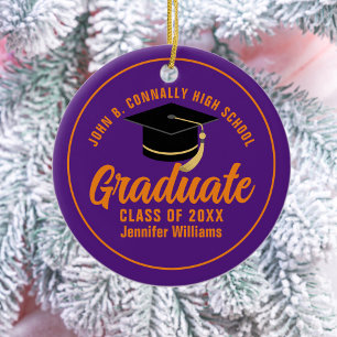 Décoration En Céramique Purple Orange Graduate Custom 2024 Graduation