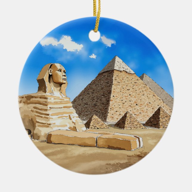 Décoration En Céramique Pyramides de Gizeh Egypte Aquarelle (Devant)
