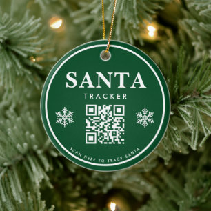 Décoration En Céramique QR Code Père Noël Tracker Kids Modern Green Christ