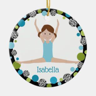 Décoration En Céramique Queues de cheval de brun de gymnaste d'étoile dan