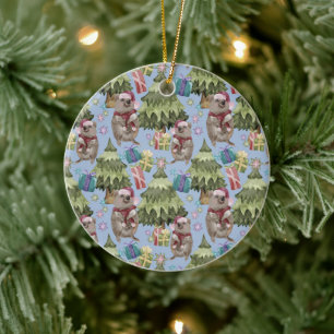 Décoration En Céramique Quokka de Noël vintage mignon personnalisé 