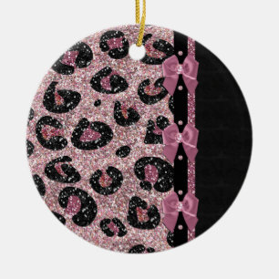 Décoration En Céramique RAB Rockabilly Pink Leopard Print Ribbon Bows