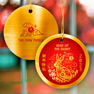 Décoration En Céramique Rabbit 2023 Chinois Lunaire Nouvel An Or Phuile ro