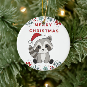 Décoration En Céramique Raccoon Noël Neige hiver Raccoons en céramique Orn