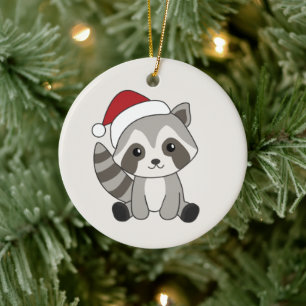 Décoration En Céramique Raccoon Noël Neige hiver Raccoons en céramique Orn