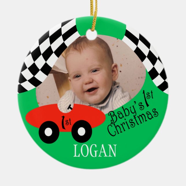 Décoration En Céramique Race Car Baby's 1er Noël (Devant)