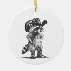 Décoration En Céramique Racoon Cowboy Funny Racoon Graphisme Mème Hommes F