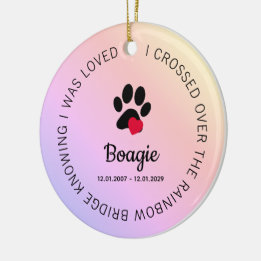 Décoration En Céramique Rainbow Bridge Paw Print Personalized Pet Memorial