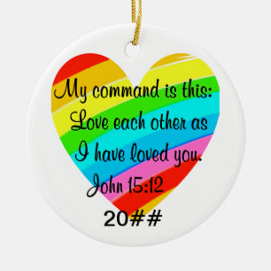DÉCORATION EN CÉRAMIQUE RAINBOW COEUR JOHN 15:12 CONCEPTION