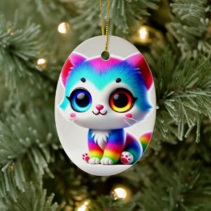 Décoration En Céramique Rainbow Kitten