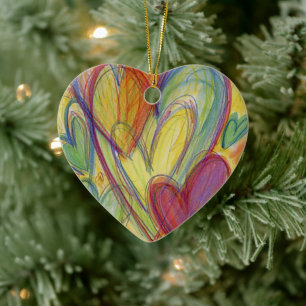 Décoration En Céramique Rainbow Love Hearts Vacances Pendentif Cadeau