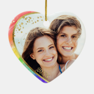 Décoration En Céramique Rainbow & Photo LGBT Love is Love Watercolor