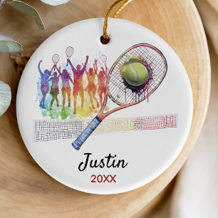 Décoration En Céramique Raquette du joueur de tennis personnalisée