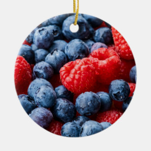 Décoration En Céramique Raspberries et Blueberries
