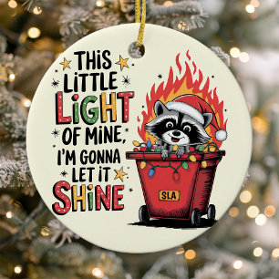 Décoration En Céramique Raton laveur monogramme Noël feu dans une poubelle