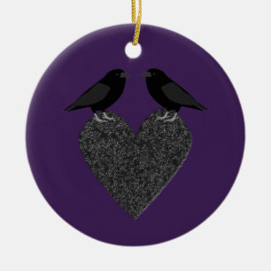 Décoration En Céramique Ravens gothiques et Black Heart Custom
