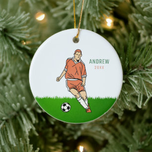 Décoration En Céramique Readhead Boy Soccer Player Kid Name Year Dated