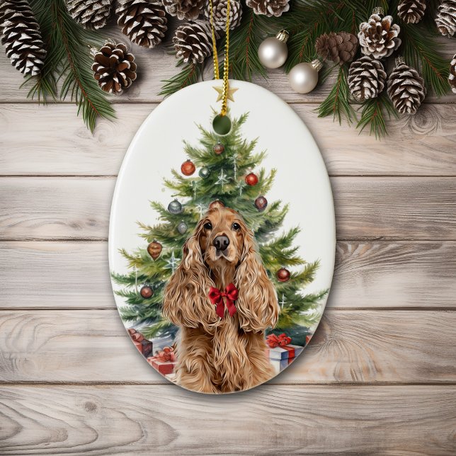 Décoration En Céramique Red Bow Cocker Spaniel Chien Noël (Créateur téléchargé)