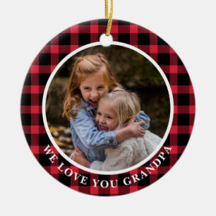 Décoration En Céramique Red Buffalo Plaid We Love You Grand-Papa Photo