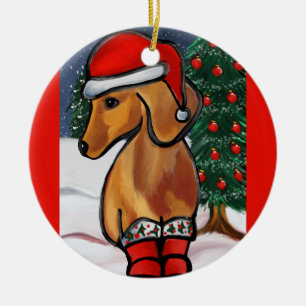 Décoration En Céramique Red Dachshund