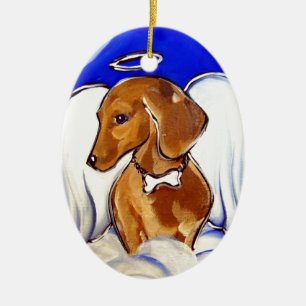 Décoration En Céramique Red Dachshund Angel