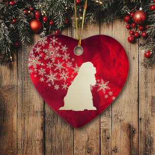 Décoration En Céramique Red Gold Snowflake American Cocker Spaniel