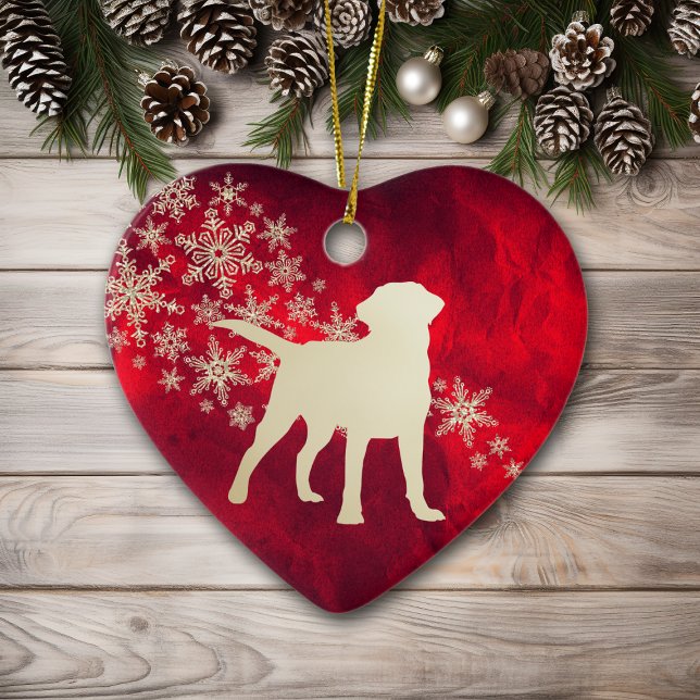 Décoration En Céramique Red Gold Snowflake Labrador Retriever (Créateur téléchargé)