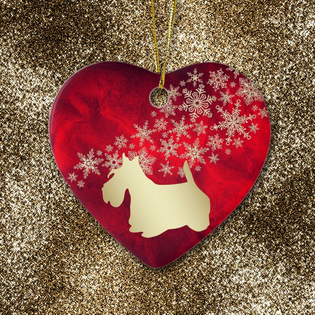 Décoration En Céramique Red Gold Snowflake Scottish Terrier (Créateur téléchargé)