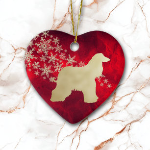 Décoration En Céramique Red Gold Snowflon Afghan Hound