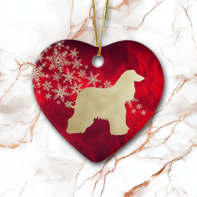 Décoration En Céramique Red Gold Snowflon Afghan Hound (Créateur téléchargé)