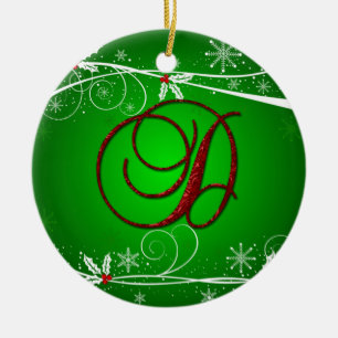 Décoration En Céramique Red Greens Holly Initial D Christmas Ornament