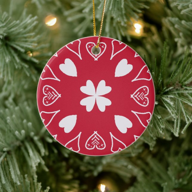 Décoration En Céramique Red Heart Folk Art Christmas Tree (Arbre)