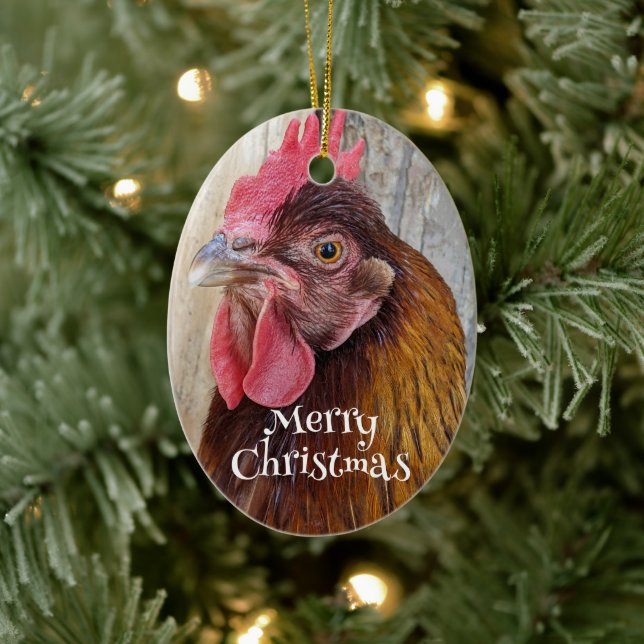 Décoration En Céramique Red Hen Chicken Photo Holiday (Arbre)