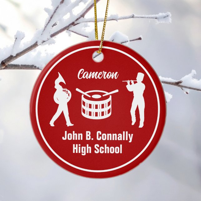 Décoration En Céramique Red High School Marching Band Custom Christmas (Créateur téléchargé)