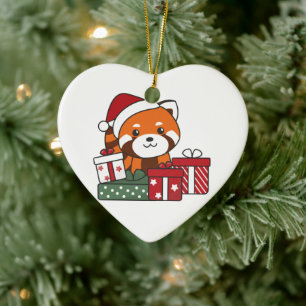 Décoration En Céramique Red Panda cadeau de Noël hiver Red Pandas céramiqu