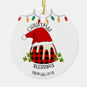 Décoration En Céramique Red Plaid Buffalo Père Noël Christmas Pudding