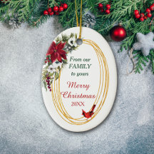 Red Poinsettia Cardinal Gold Frame Noël