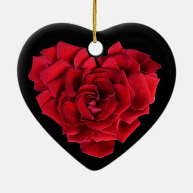 Décoration En Céramique Red Rose Heart (Dos)