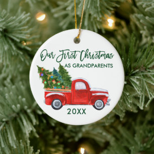 Décoration En Céramique Red Truck Green Premier Noël en grands-parents
