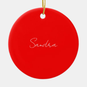 Décoration En Céramique Red White Handwritten Minimalist Your Name