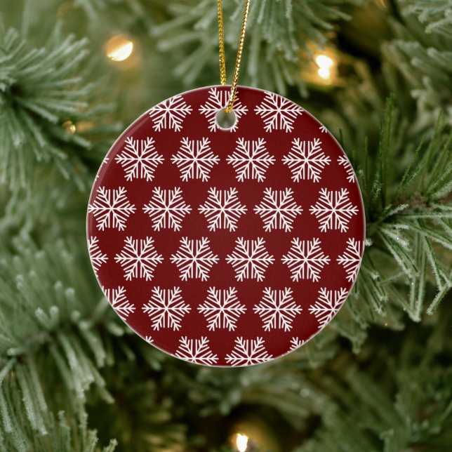 Décoration En Céramique Red White Modern Snowflake Christmas Pattern (Arbre)