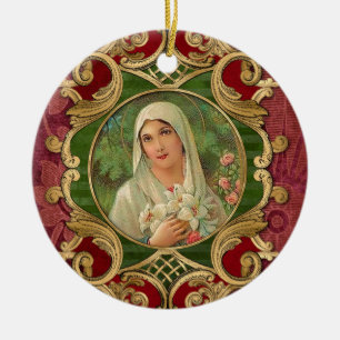 Décoration En Céramique Religieux Noël Vierge Marie Vintage Élégant