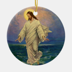Décoration En Céramique Religion vintage, Jésus Christ marche sur l'eau