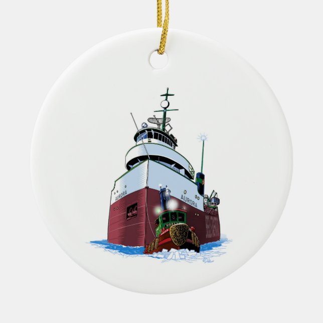 Décoration En Céramique remorqueur de Noël et cargo (Devant)