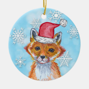 Décoration En Céramique Renard aquarelle avec message personnalisé sur le 