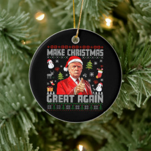 Décoration En Céramique RENDRE NOËL GRAND   Trump