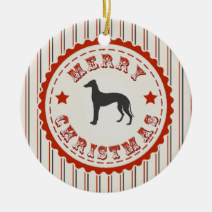 Décoration En Céramique Rétro chien de lévrier de Joyeux Noël