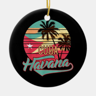 Décoration En Céramique Retro Havana Cuba Tee Vintage