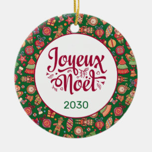 Décoration En Céramique Retro Joyeux Noel Personnalisé